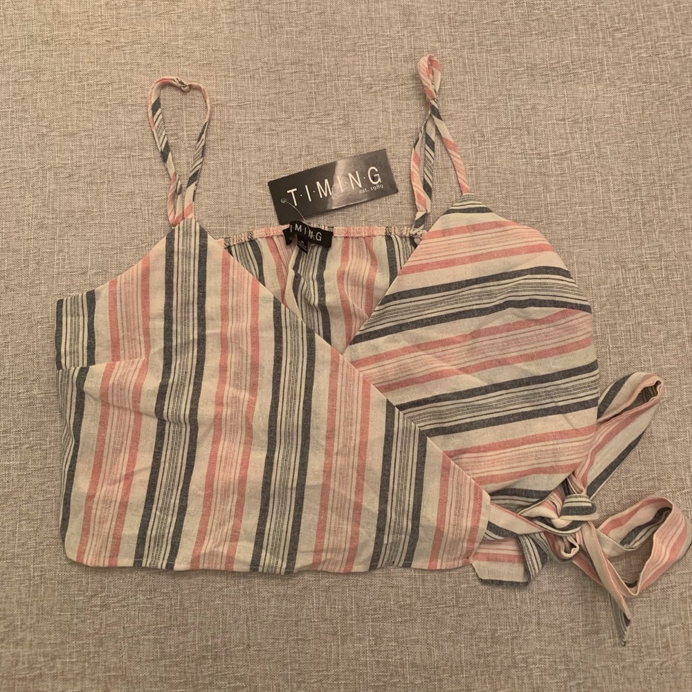 Side Bow, Striped, Crop Top